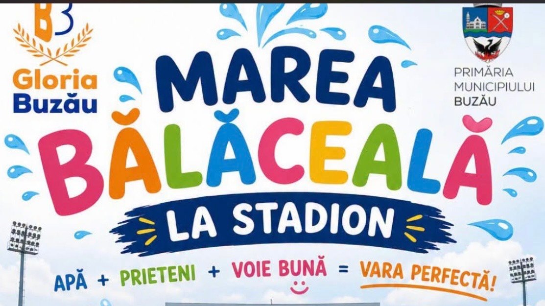 „Marea Bălăceală” revine pe Stadionul Gloria din Buzău: distracție cu apă și acces gratuit pentru toată familia