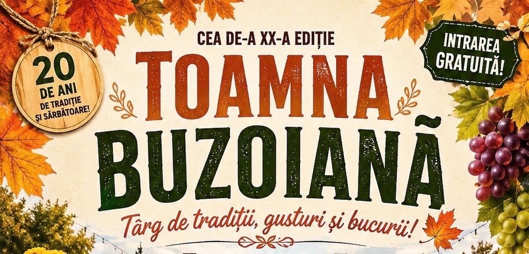 🍎 Toamna își dă întâlnire la Buzău! „Toamna Buzoiană” revine cu bunătăți, tradiții și spectacole